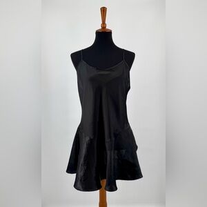 Victoria's Secret Collection Black Silky Satin Short Slip Gown Skater Dress Sz M